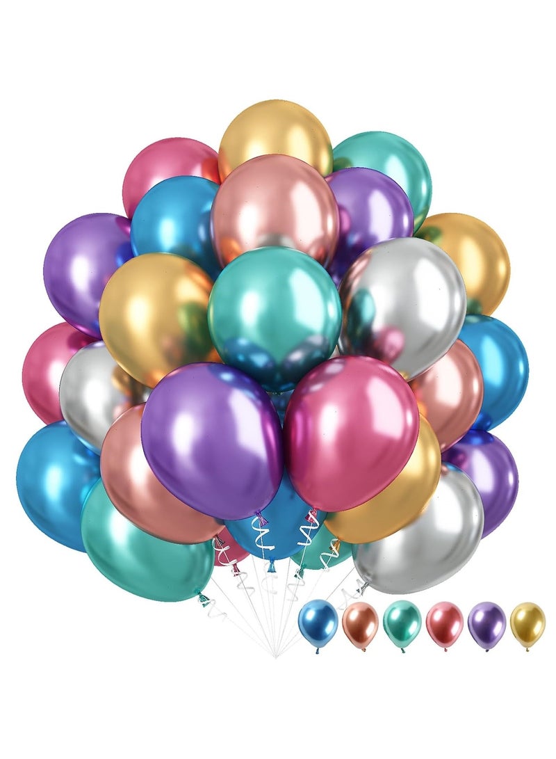 Home zone Metallic Balloons 12 Inch Rainbow Chrome Balloons 35Pcs Assorted Colours Multicolour Latex Balloons for Kids Birthday Wedding Party Decorations - Image 1