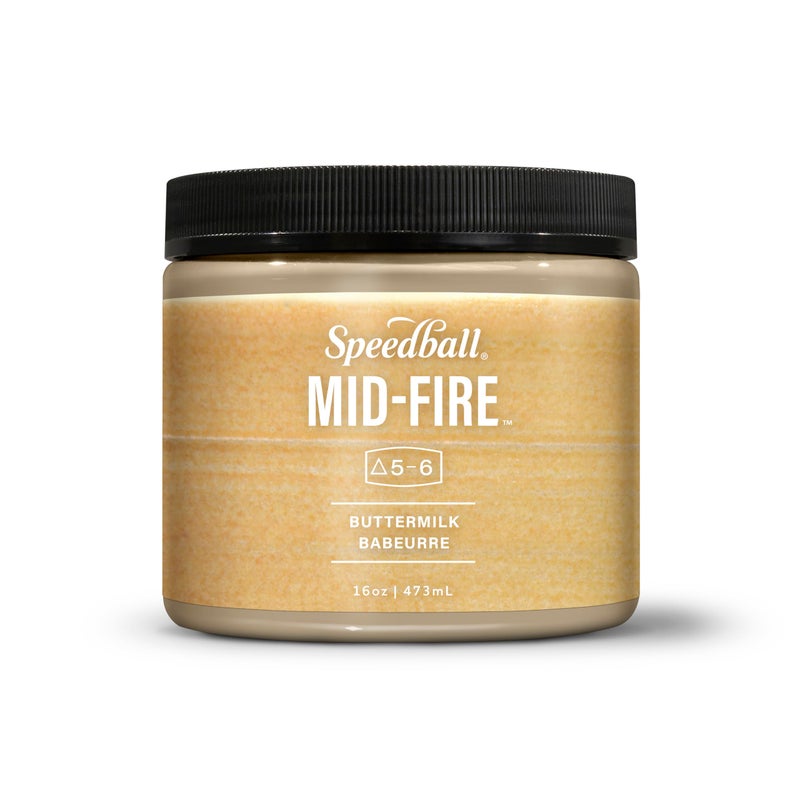 Speedball MidFire Glaze Buttermilk 16 Ounce Jar for Pottery and Ceramics