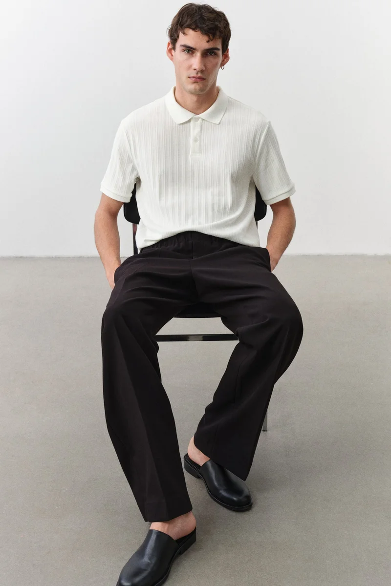 H&M Slim Fit Textured jersey polo shirt