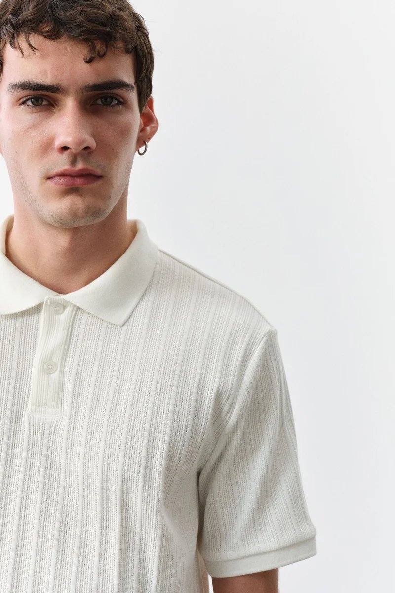 H&M Slim Fit Textured jersey polo shirt