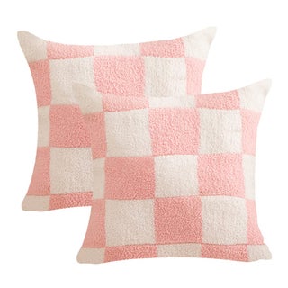 NIDITW Set of 2 Ultra Soft Checkerboard Throw Pillow Cover Microfiber Chessboard Gingham Cushion Case Cozy Fuzzy Checkered Pillowcase Decor for Home Sofa Couch 18x18 Inches (Pink) - pzsku/Z0752B7403B2637A13D24Z/45/1749651187/075033d9-adaa-44fa-9553-9644fc019766