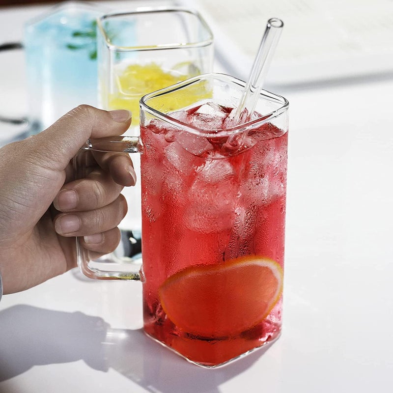 BIG CART Mason Jars with Glass Straws and Lids 385ml Drinking Glass Cups Reusable Travel Tumbler for Juice Iced Tea Smoothie BeerCold Coffee Set of 2 - Image 3