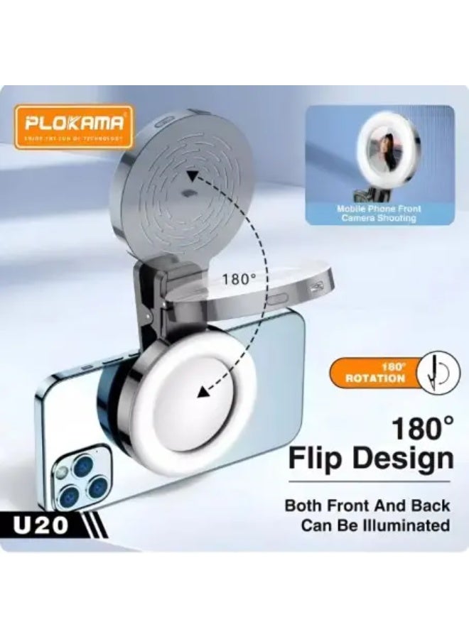 التخطيط PLOKAMA U20 LED Fill Light – Dimmable Video Light with Adjustable Tripod, 3 Color Modes & 10 Brightness Levels, Portable USB Powered Photography Lighting for Vlogging, Zoom, YouTube, TikTok, Makeup, Live Streaming - Image 3
