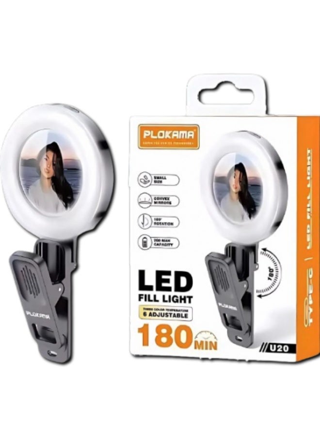التخطيط PLOKAMA U20 LED Fill Light – Dimmable Video Light with Adjustable Tripod, 3 Color Modes & 10 Brightness Levels, Portable USB Powered Photography Lighting for Vlogging, Zoom, YouTube, TikTok, Makeup, Live Streaming - Image 5