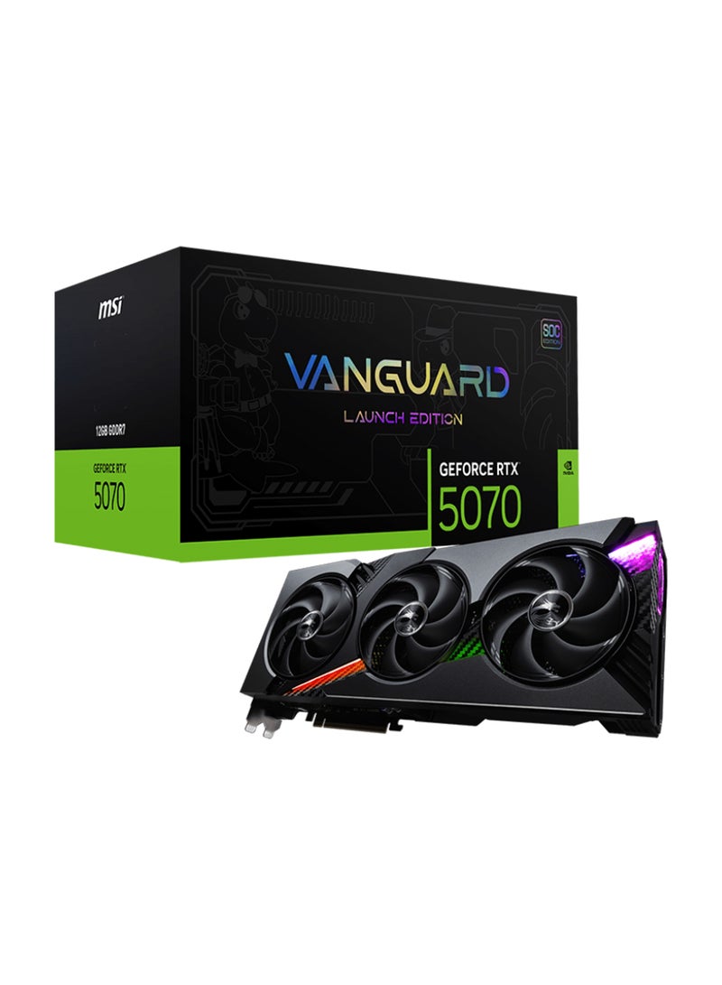 MSI GeForce RTX 5070 12G VANGUARD SOC LAUNCH EDITION - NVIDIA GeForce RTX 5070 GPU, 6144 CUDA Cores, 12GB GDDR7 Memory (28 Gbps, 192-bit), PCIe Gen 5, DisplayPort 3x (v2.1b), HDMI 1x (4K 480Hz/8K 120Hz), DirectX 12 Ultimate, OpenGL 4.6, G-SYNC Support Grey  - Image 1