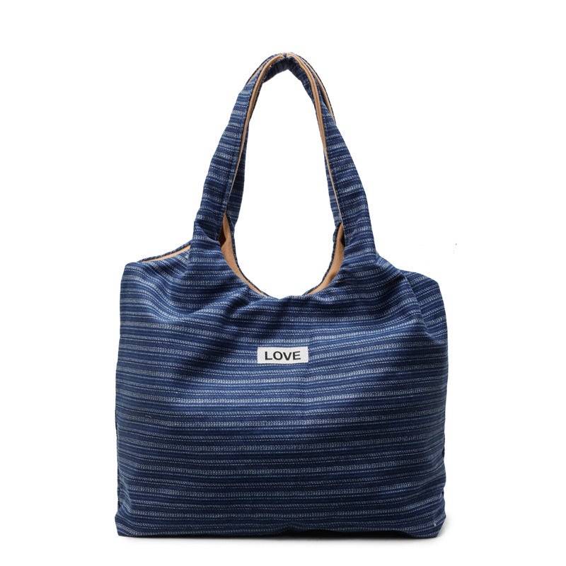 Lazy Style Style Dark And Light Stripesd Cloth Bag Armpit Shoulder Bag Large Capacity Commuter Student Portable Tote Bag