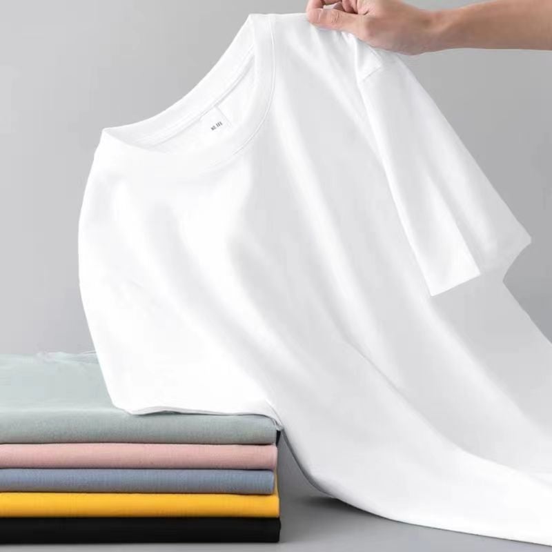 تي شيرت قصير الأكمام للرجال والنساء بلون موحد جديد، تي شيرت رفيع مناسب للرجال، تي شيرت صيفي عصري يتناسب مع جميع الأزياء، ملابس الرجال - Image 1