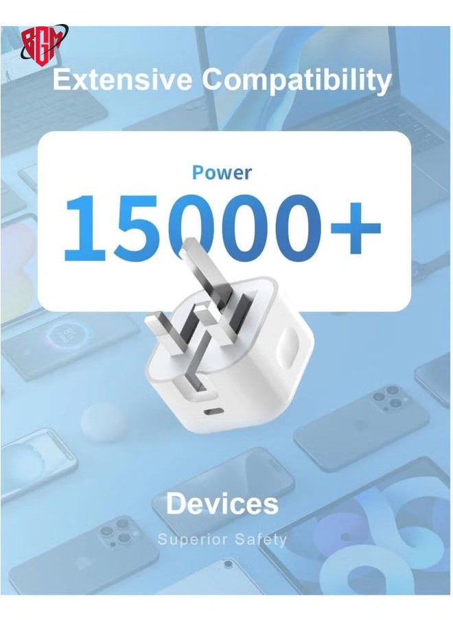 BGM - 20W USB-C Fast Charger Plug Compact Wall Adapter for iPhone, Samsung, iPad & More, UK-Compatible - Image 1