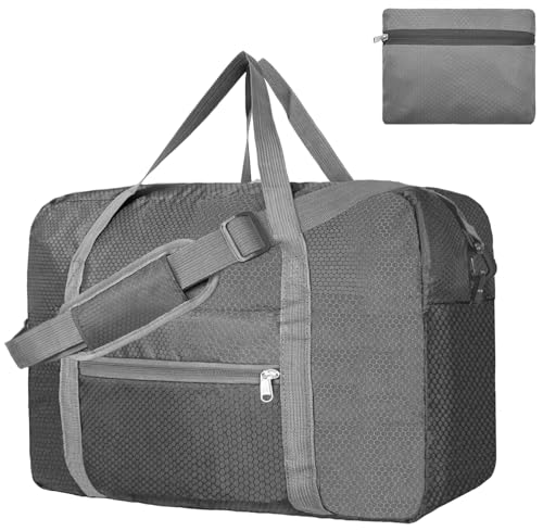 Beurlike For Spirit Airlines Personal Item Bag 18x14x8 Foldable Carry on Bags for Airplanes Travel Duffel Bags for Women and MenGrey - Image 1