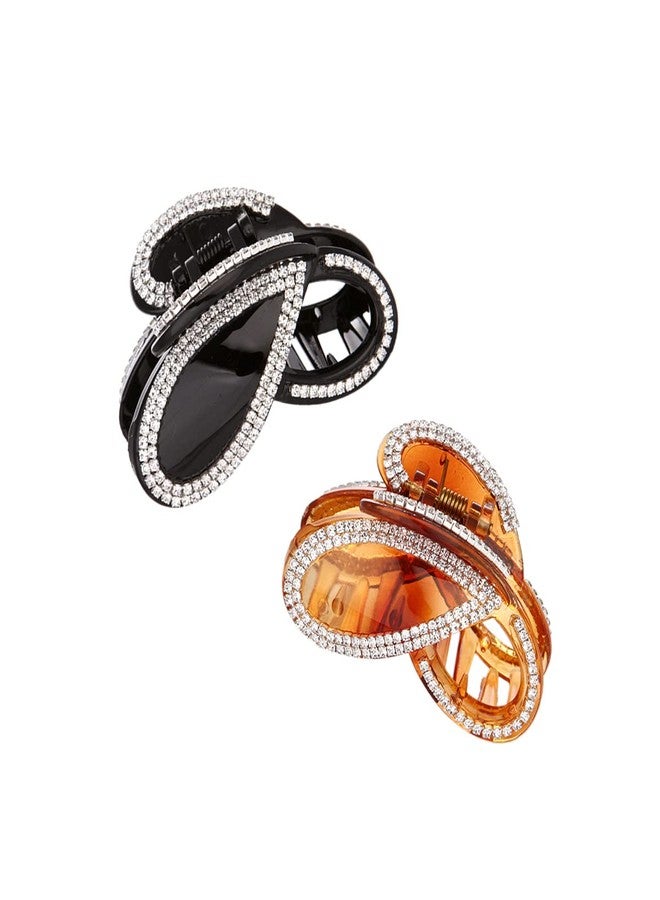 Ruihfas 2 Pcs Korean Stylish Hair Jaw Clip Hair Claw Crystal Rhinestone Hair Gripper for Women Hair Accessories - Image 1