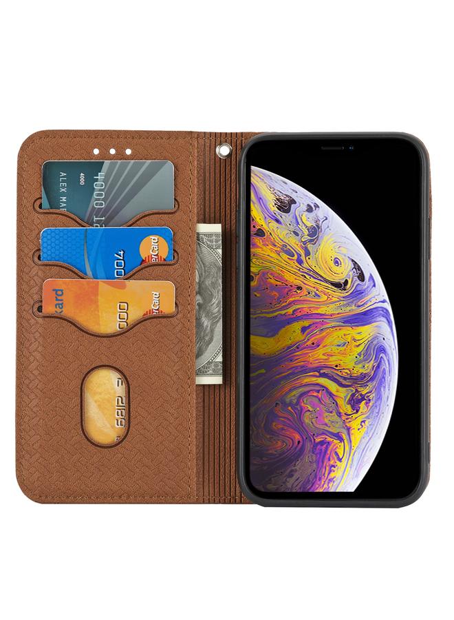 Zaboon Case For iPhone 12 / 12 Pro Woven Texture Stitching Magnetic Horizontal Flip PU Leather Case with Holder & Card Slots & Wallet & Lanyard - Image 4
