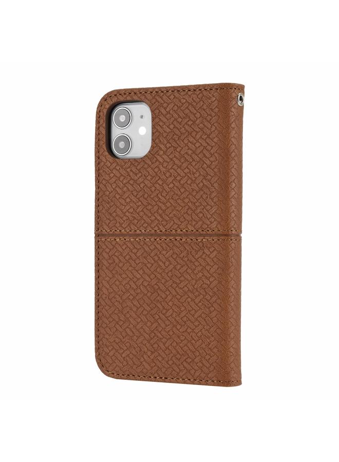 Zaboon Case For iPhone 12 / 12 Pro Woven Texture Stitching Magnetic Horizontal Flip PU Leather Case with Holder & Card Slots & Wallet & Lanyard - Image 3