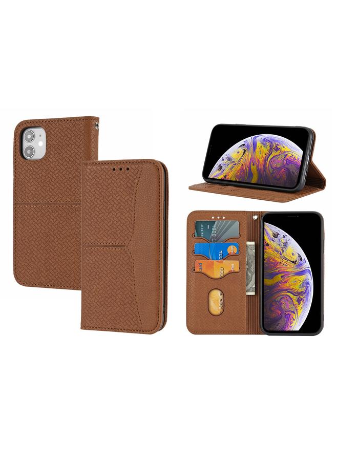 Zaboon Case For iPhone 12 / 12 Pro Woven Texture Stitching Magnetic Horizontal Flip PU Leather Case with Holder & Card Slots & Wallet & Lanyard - Image 1