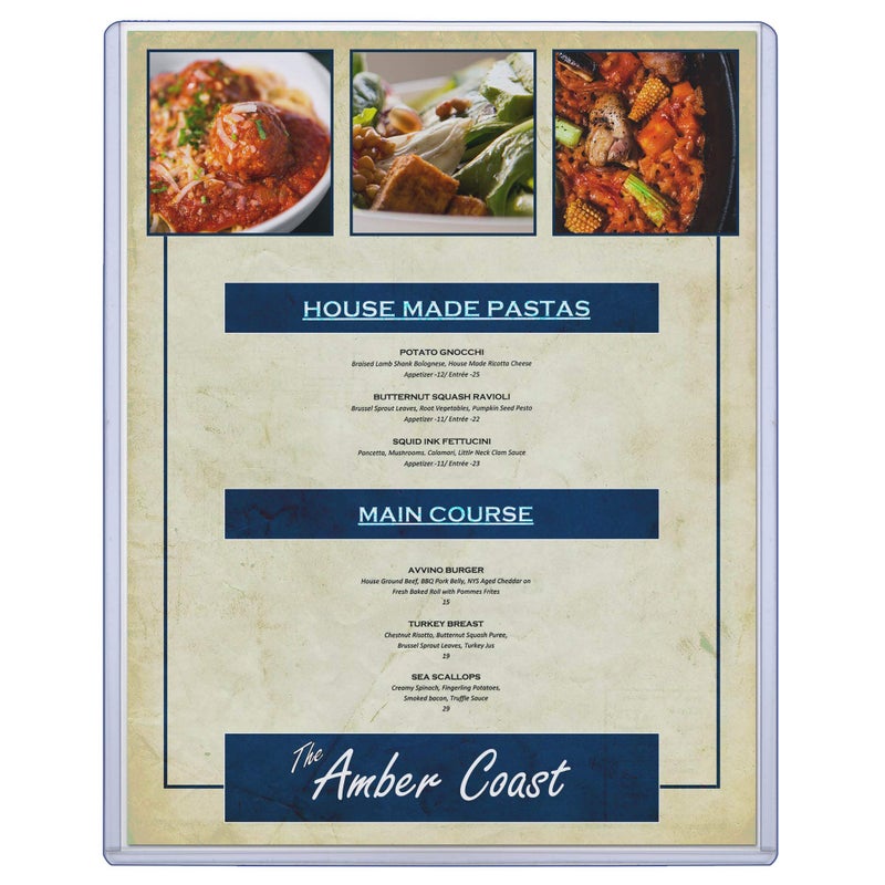 StoreSMART Rigid Plastic Menu 85 x 11 5Pack HPP812X11MENU5