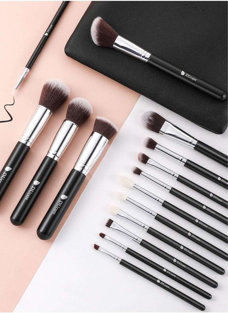 DUcare 15pcs Professional Makeup Brushes Set with Travel Bag - Perfect for Foundation, Blush, Eyeliner & More  - Image 2