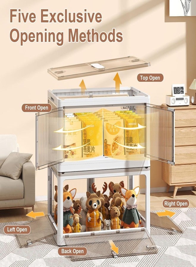LUHI Plastic Wardrobe for Storage - Foldable Wardrobe for Clothes, Collapsible Cupboard for Storage Drawer, Almirah for Clothes, Cabinet Lightweight Bedroom/Hallway/Office (Off-White,1 Layer) - Image 3