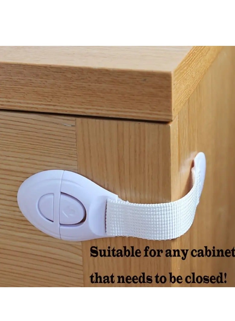أطفال صغيرة 10 قطع من أقفال خزانة أمان للأطفال باللون الأبيض، أقفال خزانة باب الأدراج لحماية الأطفال، أقفال أبواب بلاستيكية - Image 4
