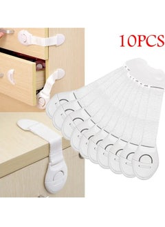 Little tots 10pcs White Kids Safety Cabinet Locks, Baby Proof Security Protector Drawer Door Cabinet Locks, Plastic Door Locks  - Image 1