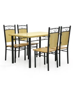 SILA Modern Wood and Metal Dining Table Set (1+4) Teak  - Image 1