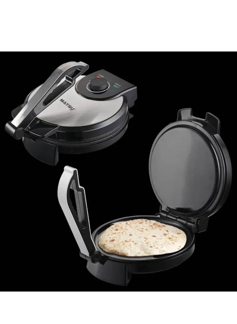 Generic MATSU 10-Inch Electric Roti Maker – 1200W Non-Stick Chapati Press for Home Use – Flatbread Maker with Stainless Steel Body, Adjustable Temperature Control, Dual Indicator Lights, Safety Lock, Easy-Clean Surface, 220-240V Kitchen Appliance for UAE Homes  - Image 2