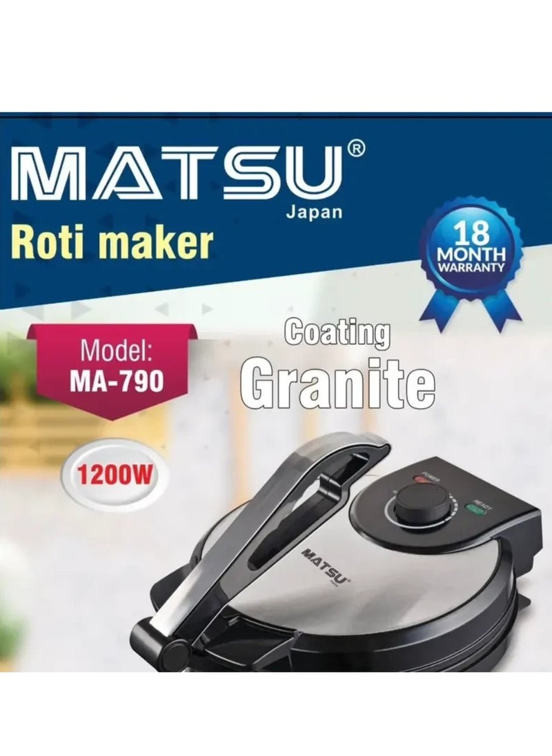 Generic MATSU 10-Inch Electric Roti Maker – 1200W Non-Stick Chapati Press for Home Use – Flatbread Maker with Stainless Steel Body, Adjustable Temperature Control, Dual Indicator Lights, Safety Lock, Easy-Clean Surface, 220-240V Kitchen Appliance for UAE Homes  - Image 5