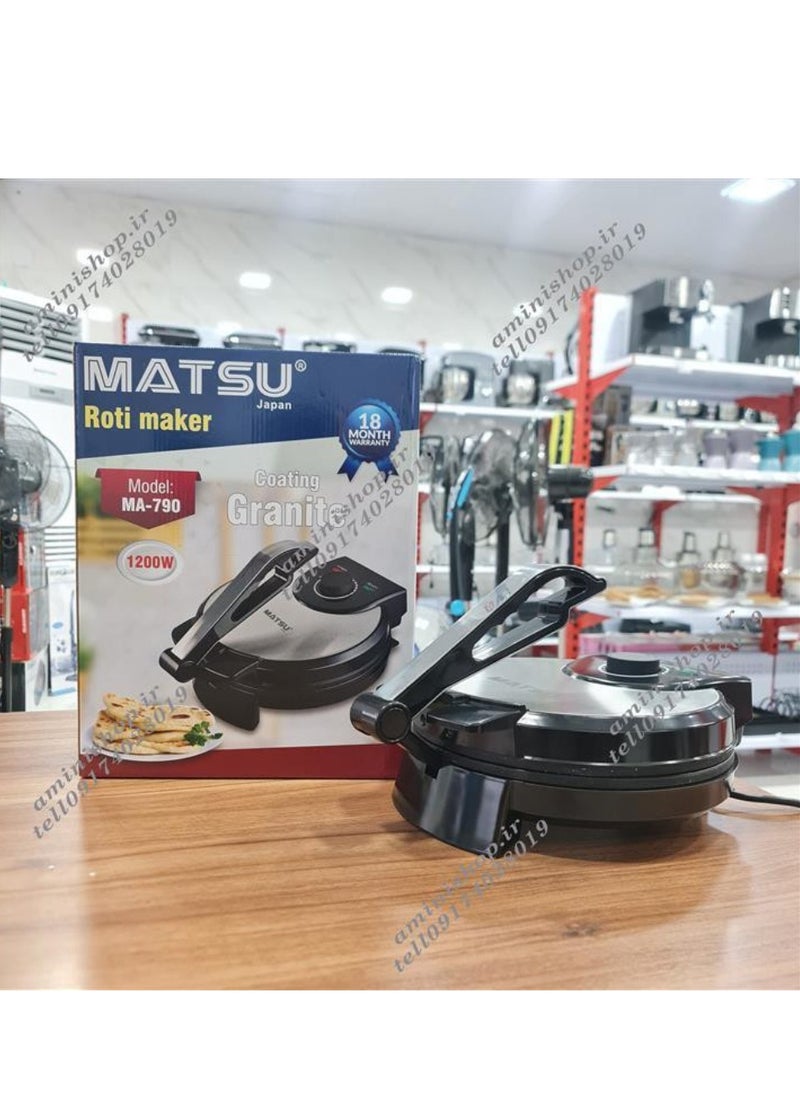 Generic MATSU 10-Inch Electric Roti Maker – 1200W Non-Stick Chapati Press for Home Use – Flatbread Maker with Stainless Steel Body, Adjustable Temperature Control, Dual Indicator Lights, Safety Lock, Easy-Clean Surface, 220-240V Kitchen Appliance for UAE Homes  - Image 3