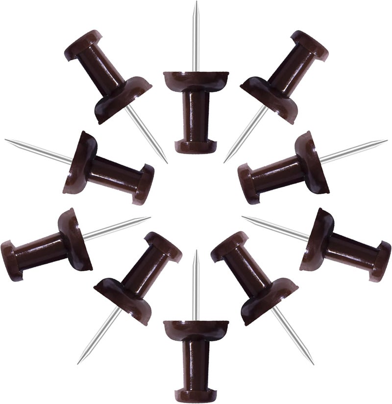 VAPKER Push Pins Tacks 120Pcs Solid Chocolate Color Thumb Tacks Larger Size Pin Map Tacks Plastic Head with Steel Point for Bulletin Board - Image 1