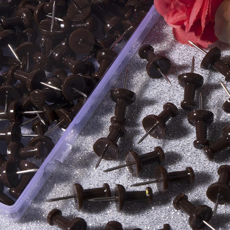 VAPKER Push Pins Tacks 120Pcs Solid Chocolate Color Thumb Tacks Larger Size Pin Map Tacks Plastic Head with Steel Point for Bulletin Board - Image 4