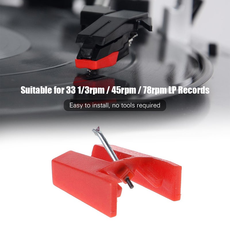 Record Player Needle Sapphire Tipped Ceramic Needle Stylus Tip Replacement for Turntable Phonography Compatible with Crosley Fisher ION OTTO Record Players Red Pack of 1 - Image 3