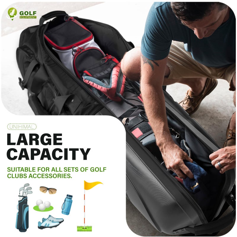 UNIHIMAL Golf Travel Bag with Hard Case Top, 1680D Heavy Duty Oxford Golf Club Travel Bags for Airlines with Wheels Easy to Maneuver - Image 5