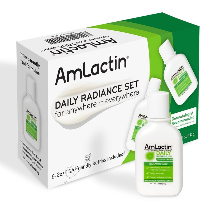 AmLactin Daily Nourish Therapeutic Body Lotion for Dry Skin - No-Scrub Exfoliator and Moisturizer 12% Lactic Acid Lotion, 2 Fl Oz (Pack of 6) (Packaging May Vary) - Image 1