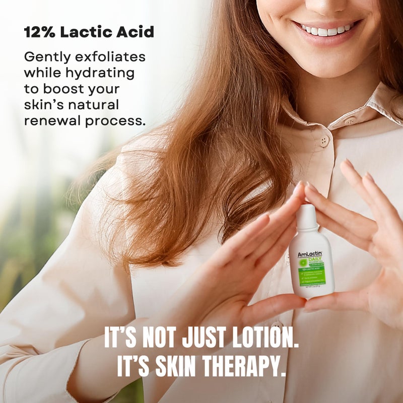 AmLactin Daily Nourish Therapeutic Body Lotion for Dry Skin - No-Scrub Exfoliator and Moisturizer 12% Lactic Acid Lotion, 2 Fl Oz (Pack of 6) (Packaging May Vary) - Image 3