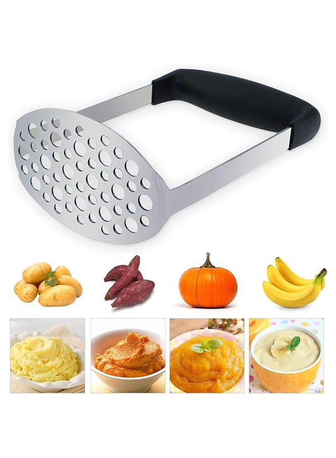 Master Gold Ubitree Potato Masher, Heavy Duty Stainless Steel Avocado Masher Versatile Food Masher for Vegetable, with Broad Horizontal Fine Plate Ergonomic Soft Grip and Non-Slip Handle - Image 1