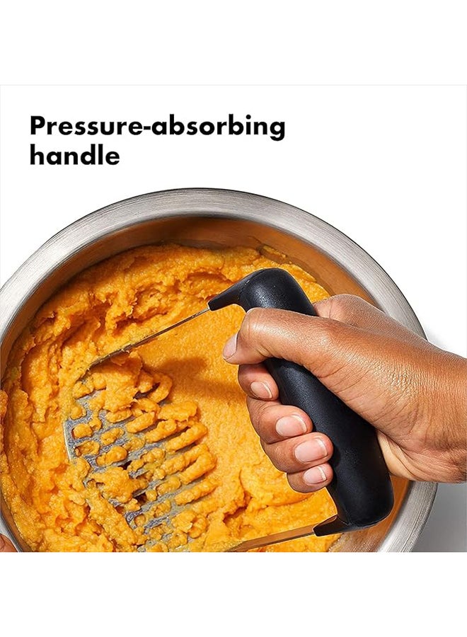 Master Gold Ubitree Potato Masher, Heavy Duty Stainless Steel Avocado Masher Versatile Food Masher for Vegetable, with Broad Horizontal Fine Plate Ergonomic Soft Grip and Non-Slip Handle - Image 3