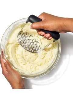 Master Gold Ubitree Potato Masher, Heavy Duty Stainless Steel Avocado Masher Versatile Food Masher for Vegetable, with Broad Horizontal Fine Plate Ergonomic Soft Grip and Non-Slip Handle  - Image 2