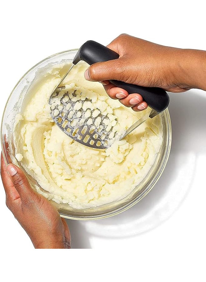 Master Gold Ubitree Potato Masher, Heavy Duty Stainless Steel Avocado Masher Versatile Food Masher for Vegetable, with Broad Horizontal Fine Plate Ergonomic Soft Grip and Non-Slip Handle - Image 2