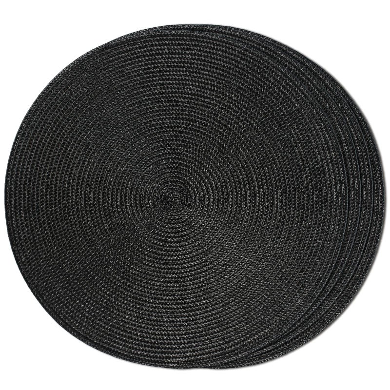 FunWheat Round Braided Placemats Set of 4 Table Mats for Dining Tables Woven Washable NonSlip Place mats 15inch Black 4pcs