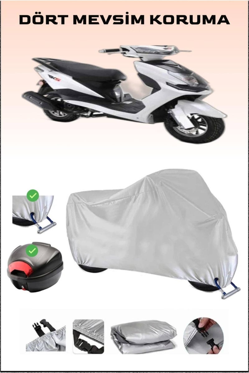 Breen Rear Bag And Lock Compatible Gray Motorcycle Canvas For Rks Pesaro 125, Safe - Image 1