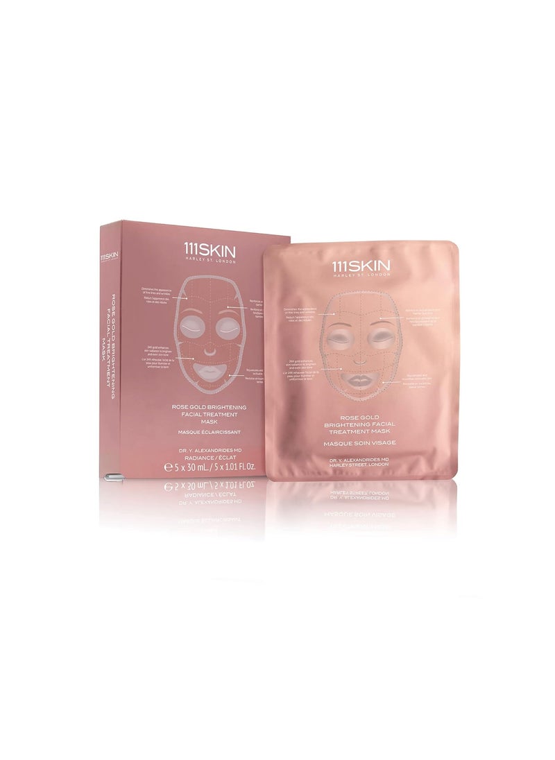111SKIN 111SKIN Rose Gold Brightening Facial Treatment Mask | Fragrance Free | The Ultimate Pre-Event Mask | For Hydration & Radiance | Set of 5 (1.01 oz each) 