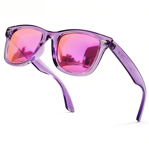SIPHEW Polarized Sunglasses for Women - Square Frame Pink Mirrored Beach Eyewear, Trendy Womens UV400 Sunglasses for Small Face - Image 1