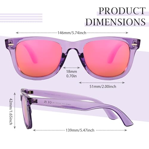 SIPHEW Polarized Sunglasses for Women - Square Frame Pink Mirrored Beach Eyewear, Trendy Womens UV400 Sunglasses for Small Face - Image 5