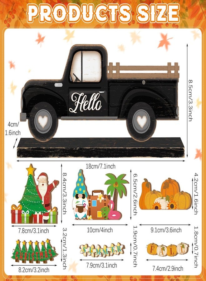 Anglechic 34 Pcs Valentines Day Interchangeable Truck Seasonal Sign Holiday Tier Tray Decor Set Farmhouse Rustic Wooden Welcome Ornaments Home Gifts - Image 2