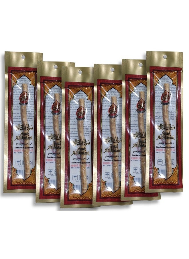 6 Pcs Al-Mubarak Siwak Meswak Miswak Miswak Arak Peelu Al Falah Chewing Stick with Natural Flavor Toothbrush Vacuum Sealed Breath Freshener (Six Tooth Sticks) - Image 1