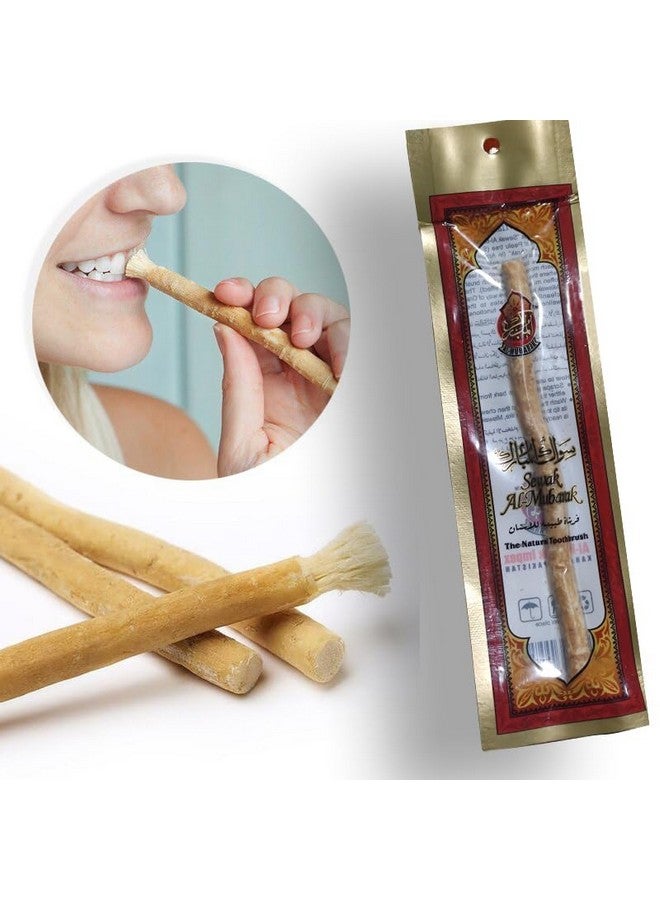 6 Pcs Al-Mubarak Siwak Meswak Miswak Miswak Arak Peelu Al Falah Chewing Stick with Natural Flavor Toothbrush Vacuum Sealed Breath Freshener (Six Tooth Sticks) - Image 4