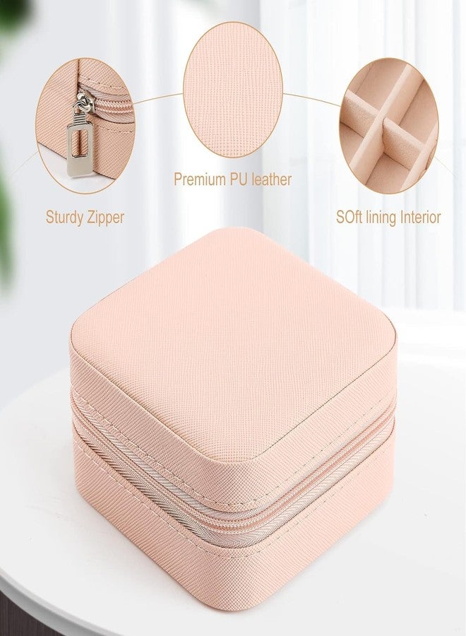 JAGDIV Small Travel Jewelry Case，Portable Jewelry Organizer Travel Case Leather Jewelry Box Travel Mini Storage Organizer Portable Display Storage Box - Image 4