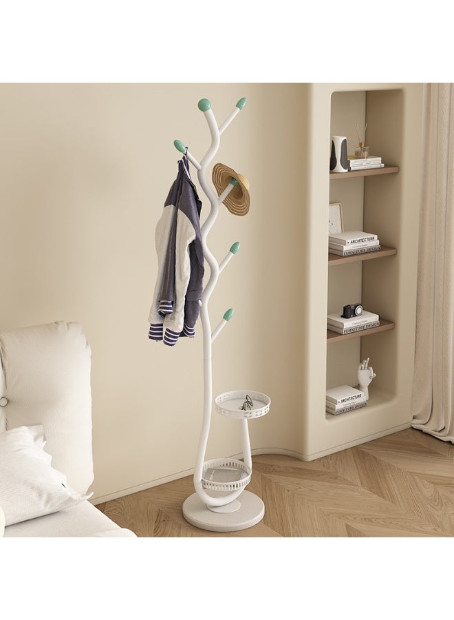 Jorunb Metal Standing Coat Rack, Small Space Coat Rack Freestanding Hanger Coat Stand with Natural Metal Base & 8 Hooks, Tree-Shaped Coat Rack for Entryway, Hallway, Bedroom, can Hang Clothes, Hats (White) - Image 2