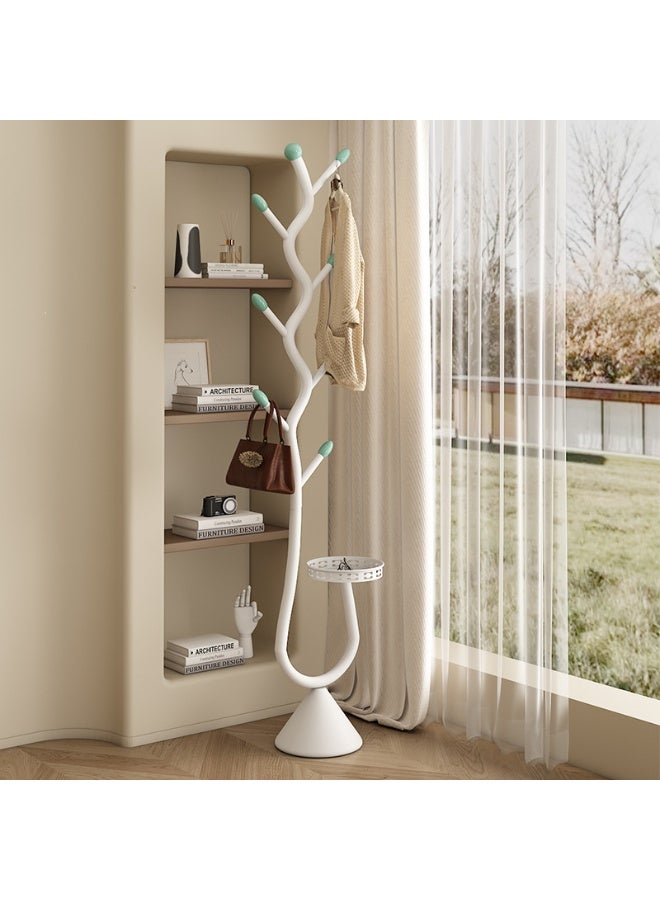 Jorunb Metal Standing Coat Rack, Small Space Coat Rack Freestanding Hanger Coat Stand with Natural Metal Base & 8 Hooks, Tree-Shaped Coat Rack for Entryway, Hallway, Bedroom, can Hang Clothes, Hats (White) - Image 1