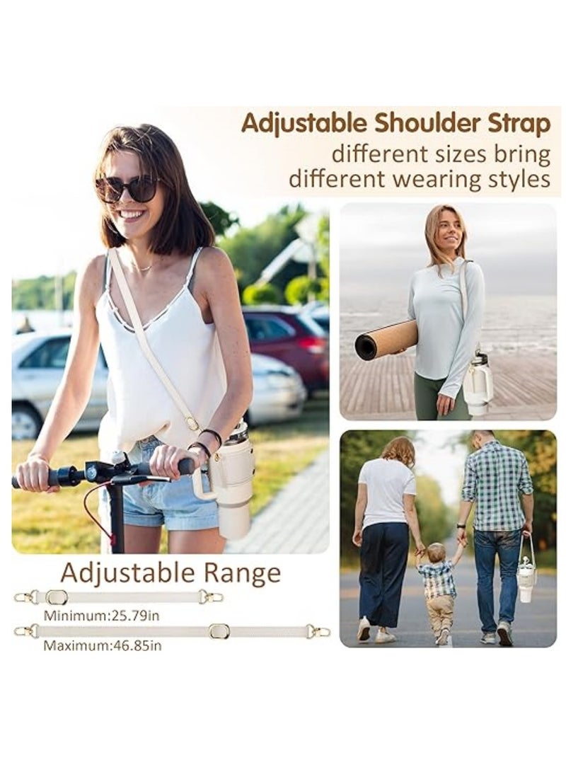 PU Leather Water Bottle Holder Water Bottle Sleeve With Adjustable Shoulder Strap For Stanley 30oz 40oz Cup (White)  - Image 4