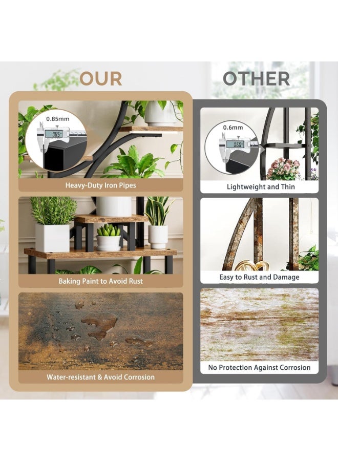 CityRiya-Long حامل نباتات داخلي مع أضواء نمو، رف نباتات داخلي على شكل S بثماني طبقات، حامل نباتات بطول 62 بوصة لعدة نباتات داخلية، رف معدني لحامل الزهور للاستخدام في المنزل/الفناء/غرفة المعيشة - Image 4