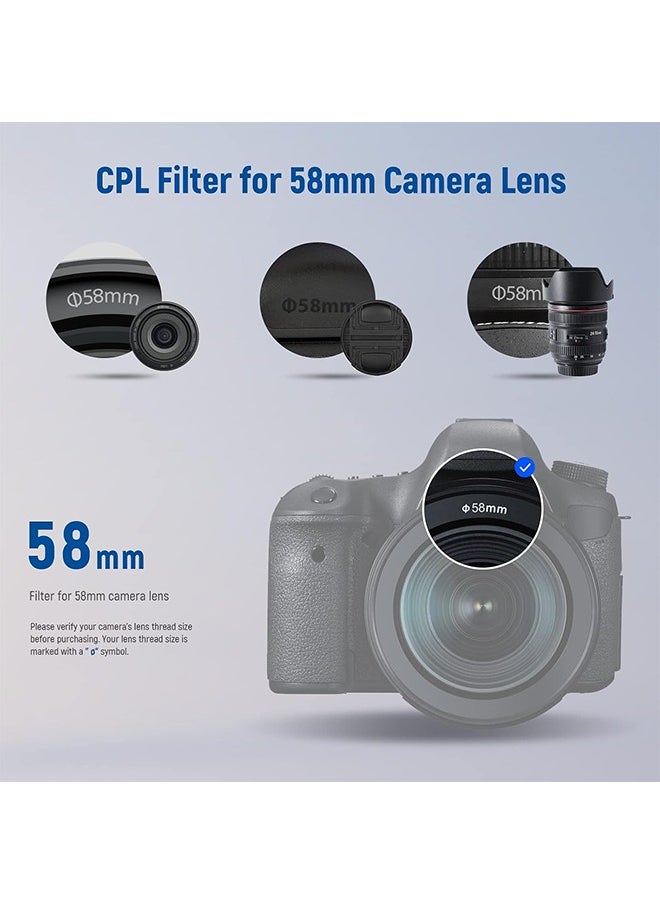Neewer - NEEWER 58mm Polarizer Filter 30 Layer Multi Resistant Nano Coated Circular Polarizing Filter(CPL) with HD Optical Glass/Ultra Slim Frame, Reduce Glare/Enhance Contrast/Reduce Reflection - Image 1